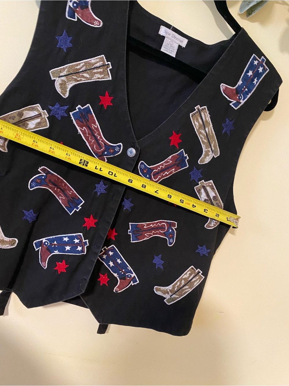 Vintage Americana Cowboy Boot Embroidered Vest - Picture 3 of 5